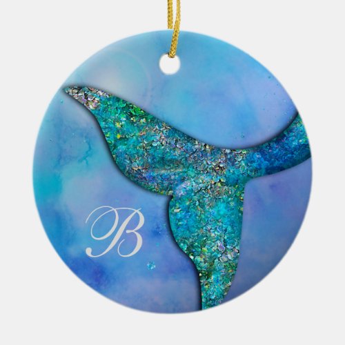 Sparkly Ocean Mermaid Fin Tail Personalized Ceramic Ornament