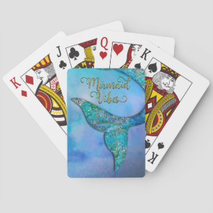 Sparkly Ocean Mermaid Vibes Fin Tail Enchanted Poker Cards