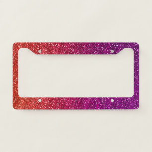 Sparkly Orange and Purple Gradient Glitter License Plate Frame