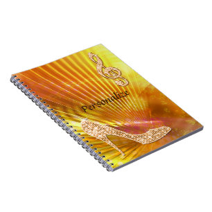 Sparkly Orange Music Note & Stiletto Heel Notebook