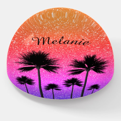 Sparkly Palm Trees Personalised Paperweight