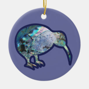 Sparkly Pāua Color Kiwi Bird Xmas Ornament