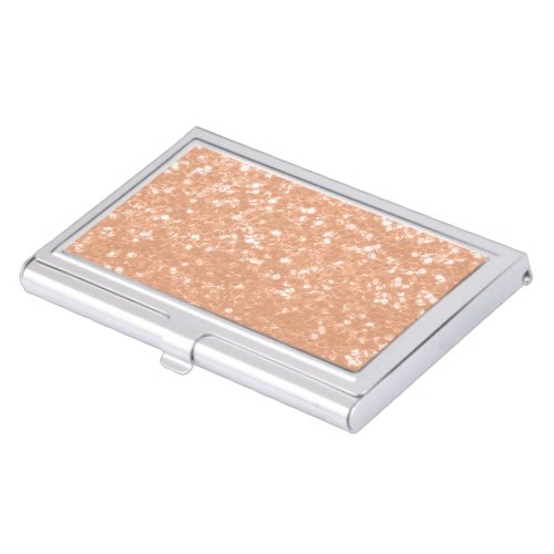 Sparkly peach faux sparkles color of year 2024 business card case