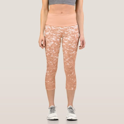 Sparkly peach faux sparkles color of year 2024 capri leggings