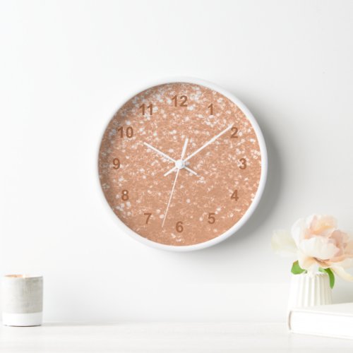 Sparkly peach faux sparkles color of year 2024 clock