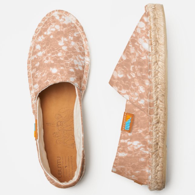 Sparkly peach faux sparkles color of year 2024 espadrilles (Side)