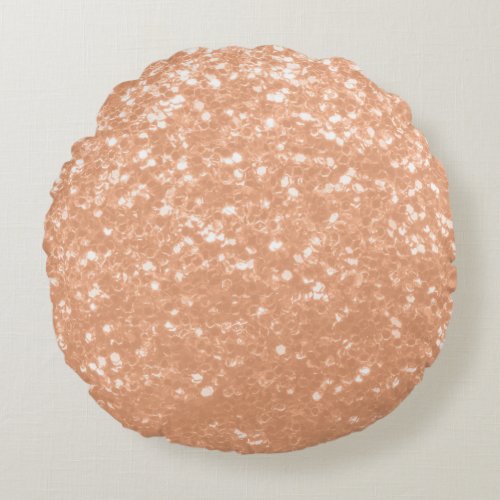 Sparkly peach faux sparkles color of year 2024 round pillow