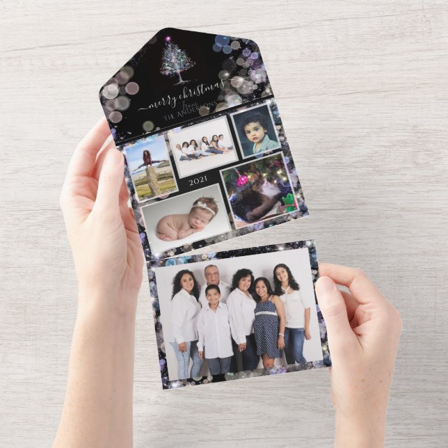 Sparkly Personalized family photos Christmas card (Tearaway)