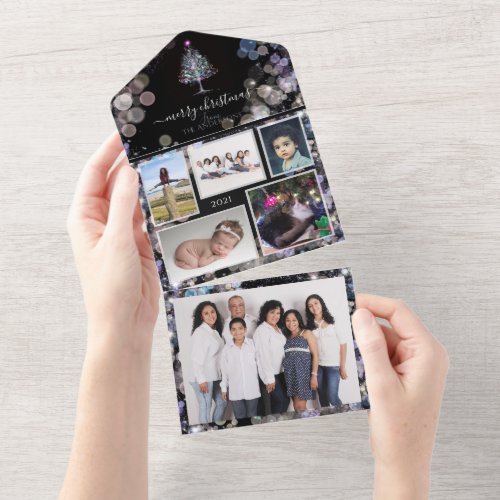 Sparkly Personalized family photos Christmas card