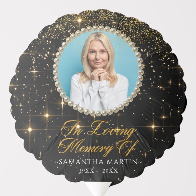 Sparkly Photo In Loving Memory Memorial Balloon (Front)