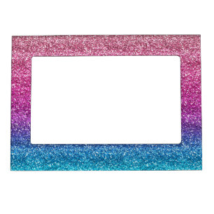 Sparkly Pink and Blue Gradient Glitter Magnetic Frame