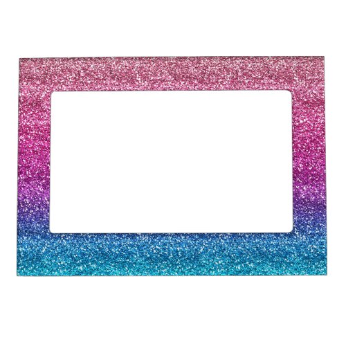 Sparkly Pink and Blue Gradient Glitter Magnetic Frame