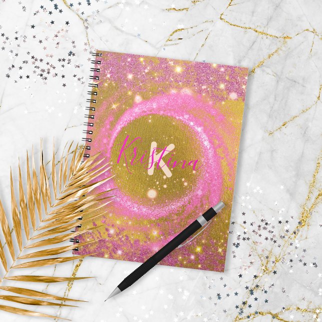 Sparkly Pink and Gold Glitter Foil Fancy Custom Notebook (Creator Uploaded)