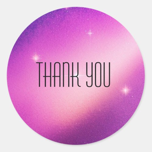 Sparkly Pink and Purple Glittery Clouds Thank You Classic Round Sticker