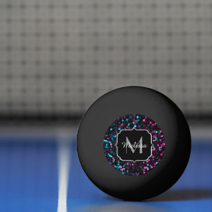 Sparkly pink blue mosaic glitter sparkle Monogram Ping-Pong Ball