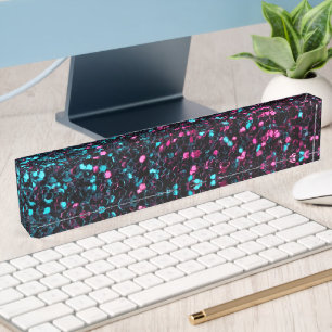 Sparkly pink blue mosaic glitter sparkles name plate