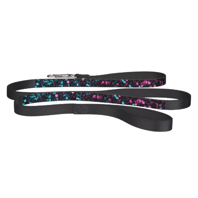 Sparkly pink blue mosaic glitter sparkles pet leash (Full)