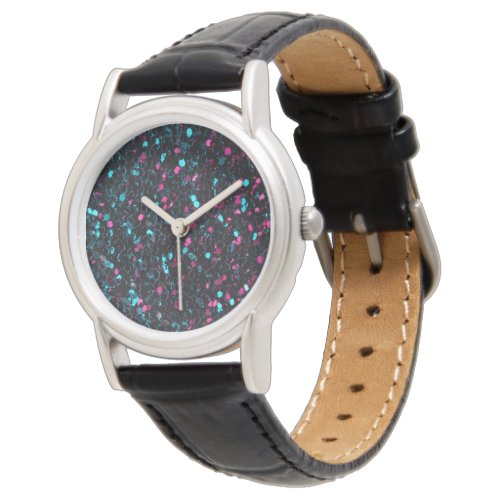 Sparkly pink blue mosaic glitter sparkles watch