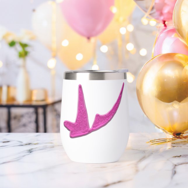 Sparkly pink butterfly thermal wine tumbler (Bachelor Party)