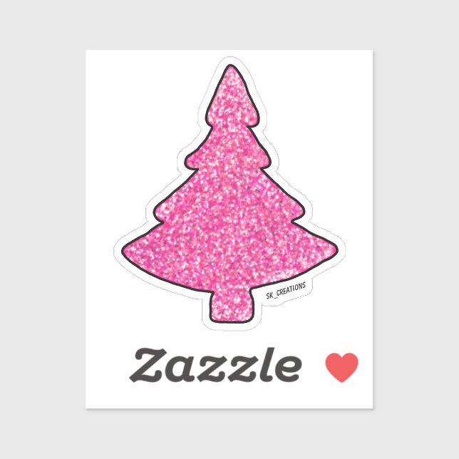 Sparkly Pink Christmas Tree Sticker (Sheet)
