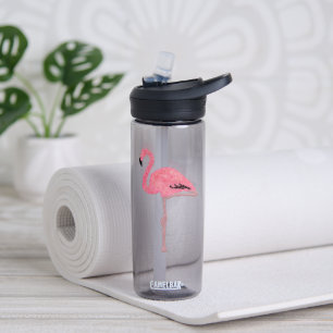 Sparkly pink flamingo tropical Christmas Water Bottle