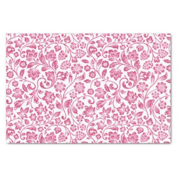 Sparkly Pink Floral On White Tissue Paper by StuffOrSomething at Zazzle