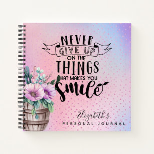Sparkly Pink Girls Personal Journal Never Give Up