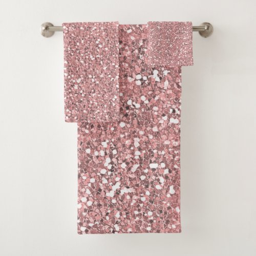 Sparkly Pink Glitter Bath Towel Set