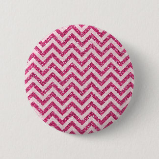 Sparkly Pink Glitter Chevron Stripe Pinback Button