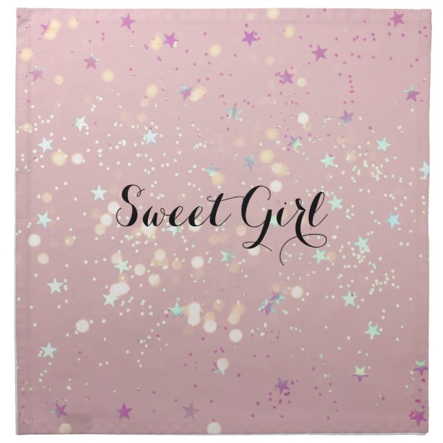 Sparkly Pink Glitter Design Cloth Napkin (Front)