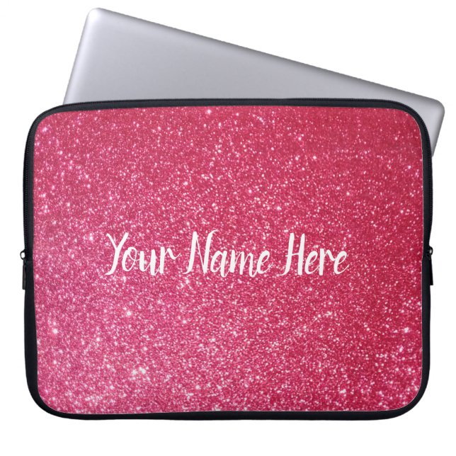 Sparkly Pink Glitter Design Customizable Laptop Sleeve (Front)