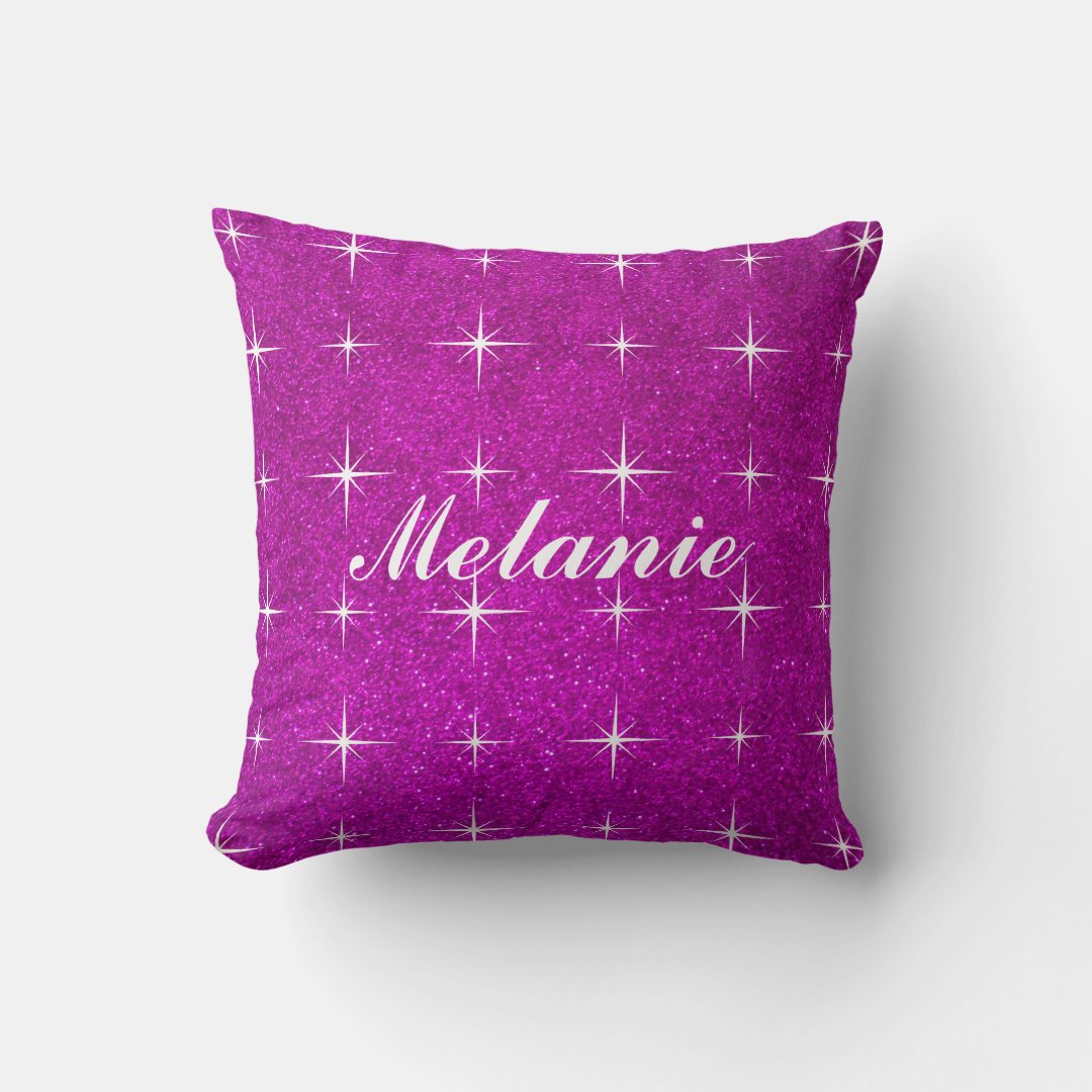 Sparkly pink glitter girly girl throw pillow Zazzle