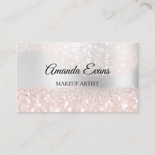 Sparkly Pink Glitter Makeup Artist Fashion Gray Appointment Card