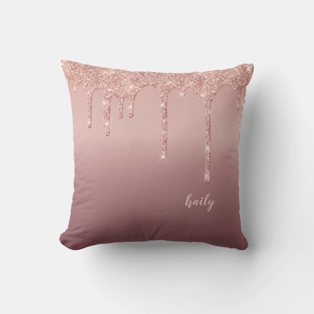 Sparkly Pink Glitter Throw Pillow (Front)