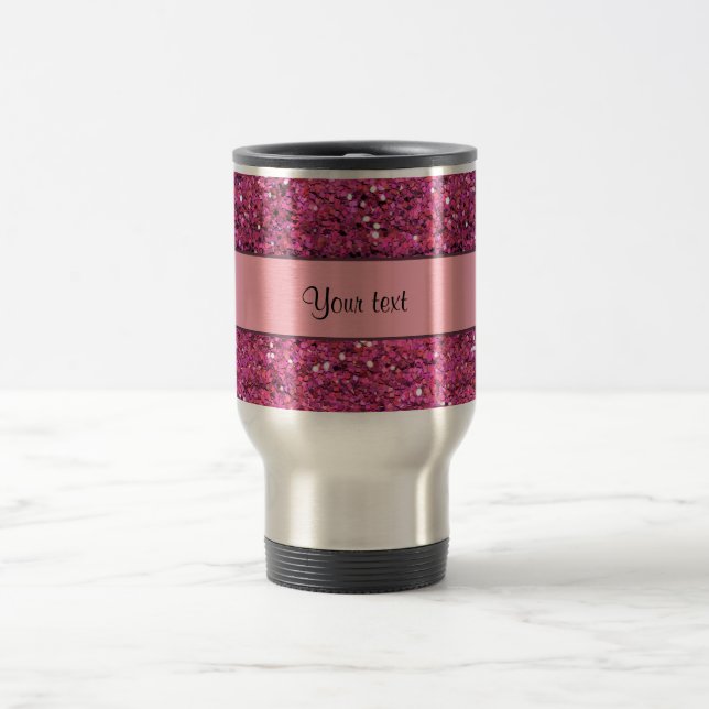 Sparkly Pink Glitter Travel Mug (Center)