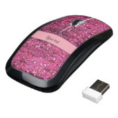 Sparkly Pink Glitter Wireless Mouse (Angled)