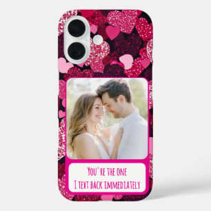 Sparkly Pink Hearts I Text Back Immediately iPhone 16 Case
