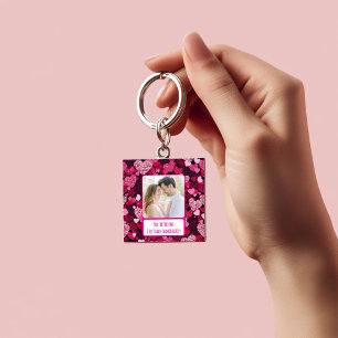 Sparkly Pink Hearts I Text Back Immediately Keychain