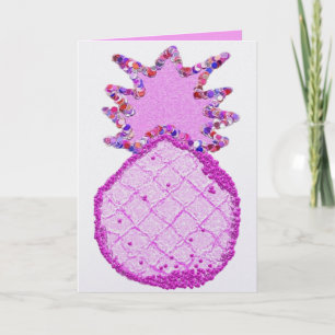 Sparkly pink lavender pineapple holiday card