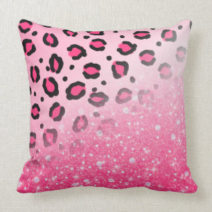 Sparkly Pink Leopard Print Decor For Teen Girls Throw Pillow