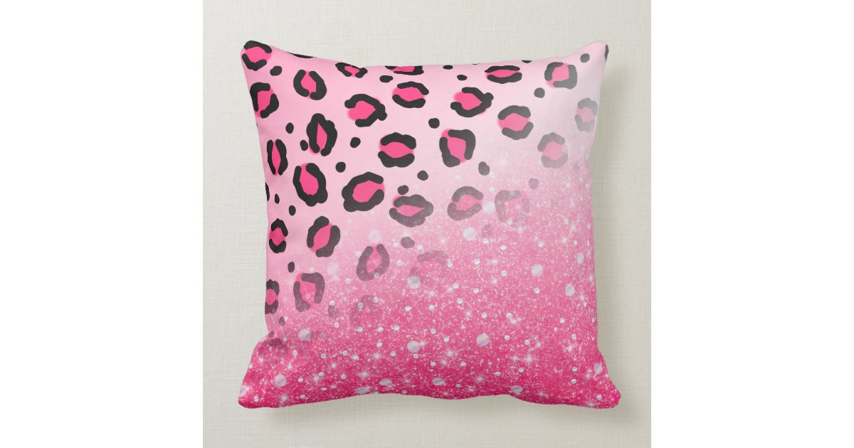 Sparkly Pink Leopard Print Decor For Teen Girls Throw Pillow