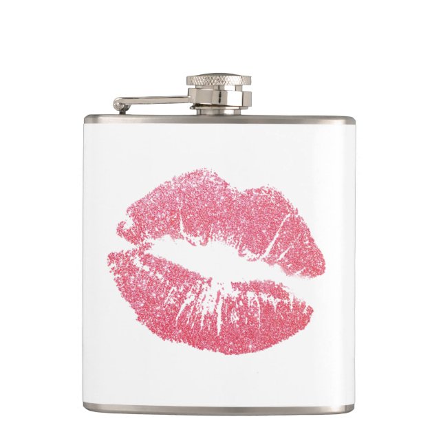 Sparkly Pink Lips Flask (Front)