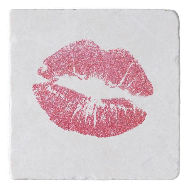 Sparkly Pink Lips Trivet (Front)