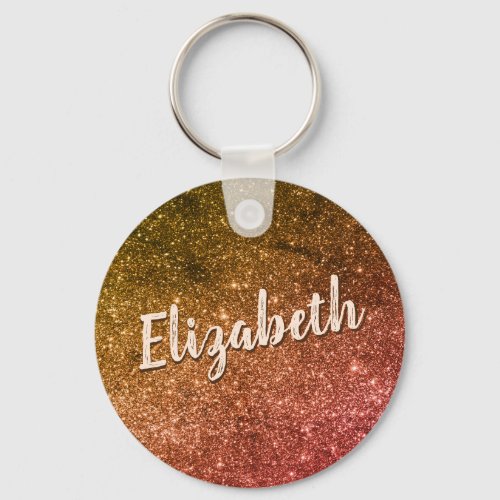 Sparkly Pink Nebula Personalized Name Keychain