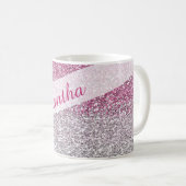 Sparkly Pink Ombre Glitter Name Personalized Coffee Mug (Front Right)