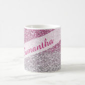 Sparkly Pink Ombre Glitter Name Personalized Coffee Mug (Center)