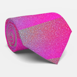 Sparkly Pink Purple Glitter Stripes Pattern Trendy Neck Tie