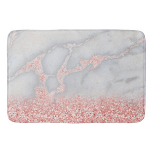 Sparkly Pink Rose Gold Bohemian Marble Bathroom Mat