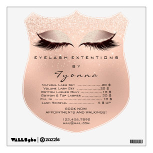 Sparkly Pink Rose Lashes Price List Makeup Artist Wall Decal