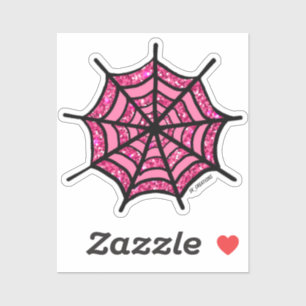 Sparkly Pink Spider Web Sticker